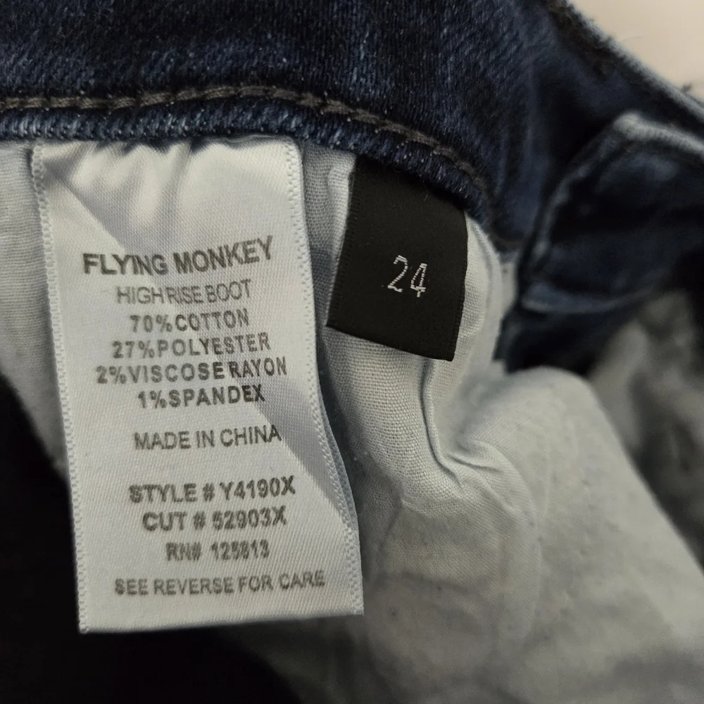 Flying Monkey High Rise Bootcut Stretch Dark Wash Denim Jeans Size 24 Western - Picture 10 of 12